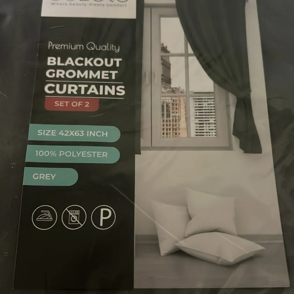 Cozolo black out Grey Curtains NIP